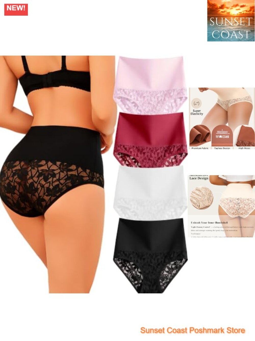 Tummy Control Seamless High Waist Lace Shapewear Panties